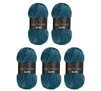 Wollbiene Softy 5 x 100 Gramm chenille wolle zum häkeln Strickwolle, Babywolle, 500 Gramm Chenille Wolle Super Bulky crochet yarn (petrol 36)