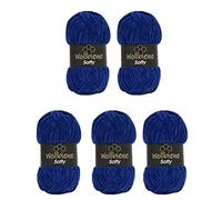 Wollbiene Softy 5 x 100 Gramm chenille wolle zum häkeln Strickwolle, Babywolle, 500 Gramm Chenille Wolle Super Bulky crochet yarn (dunkelblau 18)