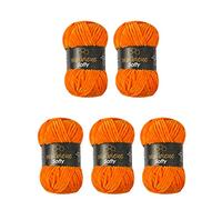 Wollbiene Softy 5 x 100 Gramm chenille wolle zum häkeln Strickwolle, Babywolle, 500 Gramm Chenille Wolle Super Bulky crochet yarn (orange 33
