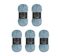 Wollbiene Softy 5 x 100 Gramm chenille wolle zum häkeln Strickwolle, Babywolle, 500 Gramm Chenille Wolle Super Bulky crochet yarn (blue stone 011)