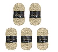 Wollbiene Softy 5 x 100 Gramm chenille wolle zum häkeln Strickwolle, Babywolle, 500 Gramm Chenille Wolle Super Bulky crochet yarn (beige 05)