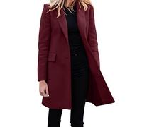 Wollblazer Damen Winter Lang - Trenchcoat Damen Wolle Winterjacke Langarm Revers Longblazer Warm Übergangsjacke Einfarbig Elegant Wollmantel Elegant Damen-Jacken Übergangsjacken/Winterjacken Mantel