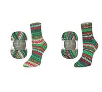 wolldealer 24 Sparpaket 2er Set Rellana Christmas 2025, Sonderedition, 2 x 100 g, einmal mit Glitzer und einmal Ohne. 4-fädige Sockenwolle