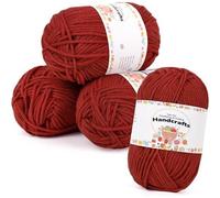 Wolle Acryl 5Ply 200g 4x50g Stricken Häkeln Set Anfänger Rostrot