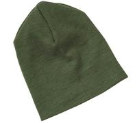 Wolle Seide Beanie oliv-grün 62