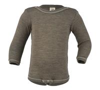 Wolle Seide Body langarm Druckknöpfe walnuss 74/80