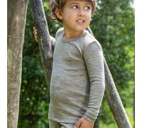 Wolle Seide Kinder Langarmshirt hellgrau 140