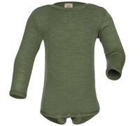 Baby Body Langarm, Wolle Seide, Engel, Olive, 50-56