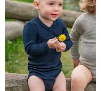 Baby Wickelbody langarm Wolle & Seide, Engel Natur, Gr. 50/56-74/80 (74-80, Marine)