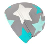 Wollhuhn Jungen/Mädchen Shorties Beanie/Beanie-Mütze/Kinder-Mütze Bequem Viele Motive Jersey Zweilagig Gefüttert Übergangszeiten (Öko-Stoffe/Bio) 2024202401 (Shorty Big Stars Grau/Mint, S)