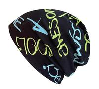 Wollhuhn Jungen/Mädchen Shorties Beanie/Beanie-Mütze/Kinder-Mütze Bequem Viele Motive Jersey Zweilagig Gefüttert Übergangszeiten (Öko-Stoffe/Bio) 2024202401 (Cool Music Schwarz, M)