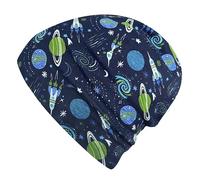 Wollhuhn Jungen/Mädchen Shorties Beanie/Beanie-Mütze/Kinder-Mütze Bequem Viele Motive Jersey Zweilagig Gefüttert Übergangszeiten (Öko-Stoffe/Bio) 2024202401 (Shorty Space Dunkelblau, M)