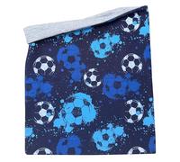 Wollhuhn Kinder Long Loop - Extra langer Schlauchschal aus Baumwolljersey - Weicher, zweilagiger Halswärmer für Jungen & Mädchen - Handgemacht in Deutschland (Baumwolljersey, Fußball Blautöne)