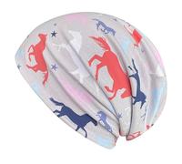 Wollhuhn ÖKO Jungen/Mädchen Bequeme Weiche Long Beanie/Mütze/Beanie-Mütze/Strickmütze/Kindermütze Jersey Gefüttert Übergangszeiten (Öko-Stoffe/Bio) 20220601 (LB Pony/Pferde Grau, M)