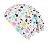 Wollhuhn ÖKO Jungen/Mädchen Bequeme Weiche Long Beanie/Mütze/Kinder-Mütze Jersey Gefüttert (Öko-Stoffe/Bio) 20220620 (Blümchen Hellblau, M)