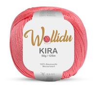 Wollidu Kira 100% Baumwolle zum Stricken und Häkeln 1 x 50g Set Häkelgarn Strickgarn - Lachs