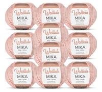 Wollidu Mika 51% Polyacryl 49% Baumwolle zum Häkeln und Stricken 10x 50g/165m Oeko-Tex Strickgarn Häkelgarn - Lachs