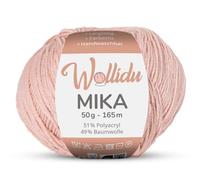 Wollidu Mika 51% Polyacryl 49% Baumwolle zum Häkeln und Stricken 1x 50g/165m Oeko-Tex Strickgarn Häkelgarn - Lachs