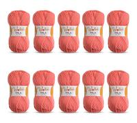 Wollidu Mila Garn zum Häkeln und Stricken 10 x 50g/133m Strickgarn 100% Polyacryl Häkelgarn Lachs