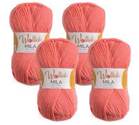 Wollidu Mila Garn zum Häkeln und Stricken 4 x 50g/133m Strickgarn 100% Polyacryl Häkelgarn Lachs