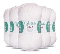 Wollidu Sina Wolle zum Stricken und Häkeln 500g Premium Strickwolle/Häkelwolle Set OEKO-TEX zertifiziert 5 x 100g/170m 80% Polyacryl 20% Schafwolle mulesing-frei - Weiß