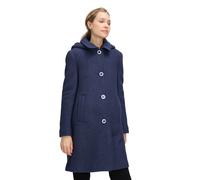 Wolljacke BETTY BARCLAY "Damen mit abnehmbarer Kapuze", Damen, Gr. 44, dunkelblau melange, Obermaterial: 70% Wolle, 30% Polyester. Futter: 100% Acetat., A-Linie, Jacken (26071852-44) dunkelblau melang