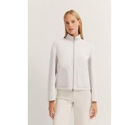 Wolljacke BUGATTI, Damen, Gr. 38, beige (20, ecru), 50% Polyester, 50% Wolle, unifarben, regular fit, normaler Saum, Jacken, mit Stehkragen & Reißverschluss (54542224-38) 20, ecru
