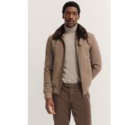 Wolljacke BUGATTI "Modern Fit", Herren, Gr. 50, 40, beige, 70% Wolle, 30% Polyester, unifarben, normal, Bündchen, Jacken, mit abnehmbarem Kunstfellkragen (30747131-50) 40, beige