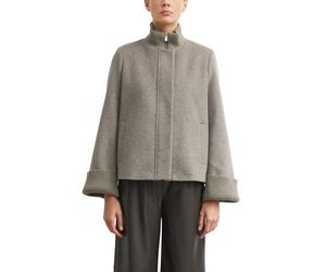 Wolljacke COMMA, Damen, Gr. 34, grau (taupe melange), Fleece, Obermaterial: 50% Wolle, 40% Polyester, 4% Polyamid, 3% Viskose, 3% sonstige Fasern. Futter: 55% Polyester, 45% Viskose, meliert, bequem h