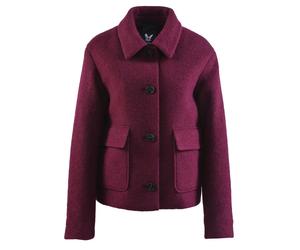 Wolljacke FUCHS SCHMITT "Wolljacke", Damen, Gr. 42, rot (dunkelrot), Web, Obermaterial: 75% Wolle, 25% Polyester, unifarben, regular fit normal, Rundhals, eingesetzt gerader Abschluss, Jacken, Mit Run