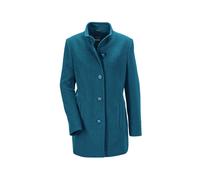 Wolljacke GOLDNER "Eleganter Wintermantel mit Stehkragen", Damen, Gr. 44, blau (petrol), Obermaterial: 60% Wolle WO. 25% Polyester PES. 10% Polyamid PA. 5% sonstige Fasern AF., weit Sonstiges, Jacken,