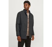 Wolljacke JACK & JONES "JJEHARRISON WOOL JACKET SN", Damen, Gr. M, grau (dunkelgrau melange pattern:herringbone), Web, Obermaterial: 55% Polyester, 40% Wolle, 5% sonstige Fasern, meliert, normal, Ripp