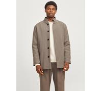 Wolljacke JACK & JONES "JJEHARRISON WOOL JACKET SN", Herren, Gr. S, beige (greige), Web, Obermaterial: 55% Polyester, 40% Wolle, 5% sonstige Fasern, unifarben, normal Po-bedeckend, Rippbündchen mit Gu