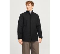 Wolljacke JACK & JONES "JJEHARRISON WOOL JACKET SN", Herren, Gr. XL, schwarz, Web, Obermaterial: 55% Polyester, 40% Wolle, 5% sonstige Fasern, unifarben, normal Po-bedeckend, Rippbündchen mit Gummizug
