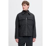 Wolljacke JACK & JONES "JPRCCRUSSEL WOOL BLEND JACKET SN", Herren, Gr. L, grau (charcoal gray detail:structure), Web, Obermaterial: 55% Polyester, 40% Wolle, 5% sonstige Fasern, unifarben, regular fit