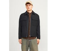 Wolljacke JACK & JONES "JPRCCRUSSEL WOOL BLEND JACKET SN", Herren, Gr. S, schwarz, Web, Obermaterial: 55% Polyester, 40% Wolle, 5% sonstige Fasern, unifarben, regular fit, Jacken (29346647-S) schwarz