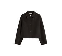 Outdoorjacke MARC O'POLO "aus hochwertigem Doubleface", Damen, Gr. 42, braun (schwarz ink), Obermaterial: 50% Wolle, 47% Polyester, 3% Sonstige Fasern, unifarben, regular fit, blind abgesteppte Kante,