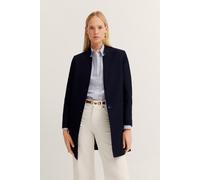 Wollmantel BUGATTI, Damen, Gr. 34, blau (390, marine), 100% Wolle, unifarben, regular fit, normaler Saum, Mäntel Wollmantel, Flexcity-Stretch (14134768-34)