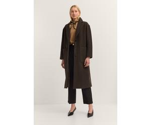 Wollmantel BUGATTI "Loose Fit", Damen, Gr. 40, 90, braun, 100% Wolle, unifarben, loose fit, normaler Saum, Mäntel, Flexcity Stretch mit Revers & Taschen (21675253-40) 90, braun