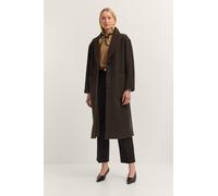 Wollmantel BUGATTI "Loose Fit", Damen, Gr. 44, braun (90, braun), 100% Wolle, unifarben, loose fit, normaler Saum, Mäntel, Flexcity Stretch mit Revers & Taschen (21675253-44) 90, braun