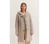 Wollmantel BUGATTI "Modern Fit", Damen, Gr. 36, beige (40, beige), 50% Viskose, 50% Wolle, unifarben, normal, normaler Saum, Mäntel Wollmantel, mit Kapuze & herausnehmbarer Weste (43365428-36)