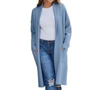 Wollmantel Damen Lang Beige, Winter Mantel Damen Lang Woll-Cardigan Mantel Mit Reverskragen Taschen Lang Warm Wolljacke Winter Elegant Einfarbig Damen-Mäntel Damenmantel Übergangsmantel Trenchcoat
