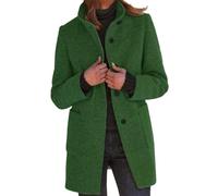 Wollmantel Damen Lang Elegant Trenchcoat mit Stehkragen Vorne Offen Knopfleiste Herbstmantel Wintermantel Übergangsmantel Langarm Knöpfe Damenmantel Einfarbig Casual Mode Outdoorjacke Windjacke