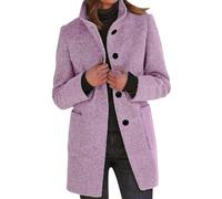 Wollmantel Damen Winter Wintermantel Elegante Mantel Lang Stehkragen Jacke Mit Knöpfen Damenmantel Casual Tweed Freizeitjacke Winterjacke Frauen Mit Taschen Übergangsjacke Einfarbig Wolljacke