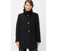 Wollmantel FUCHS SCHMITT, Damen, Gr. 42, schwarz, Web, Obermaterial: 75% Wolle, 25% Polyester, unifarben, regular fit ca. Mitte Oberschenkel, hoch geschlossener Ausschnitt, abgesteppte Kante, Mäntel,