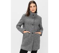 Wollmantel FUCHS SCHMITT "Wollmantel", Damen, Gr. 40, grau, Web, Obermaterial: 75% Wolle, 25% Polyester, unifarben, regular fit lang, Rundhals, eingesetzt gerader Abschluss, Mäntel Wollmantel, Mit Run