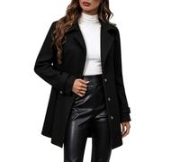 Wollmantel für Damen Slim Fit warm Einreiher mittellang Solid Mantel | Mäntel mit Knopf Revers Wolljacke Elegant Klassisch Modern Dufflecoat Winter Herbst Alltag Business Freizeit