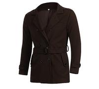 Wollmantel Herren Winter Kurz Dufflecoats Zweireihiger Trenchcoat mit Gürtel Wolle Business Wintermantel Warm Regular fit Männer Mantel Revers Taste Jacke
