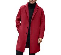 Wollmantel Herren Winter kurz Trenchcoat Zweireiher Mantel mit Tasche Wintermantel Thermo Dicke Herrenmantel Woll Warmer Übergangsmantel Herbstmantel Mode Blau Cardigan Wolle Slim Fit Business M XXL