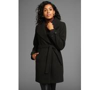 Wollmantel LAURA SCOTT, Damen, Gr. 44, schwarz, Web, Obermaterial: 100% Polyester. Futter: 100% Polyester, unifarben, figurumspielend hüftbedeckend, ohne Ausschnitt, mit Riegel,verstellbar mit Knöpfen